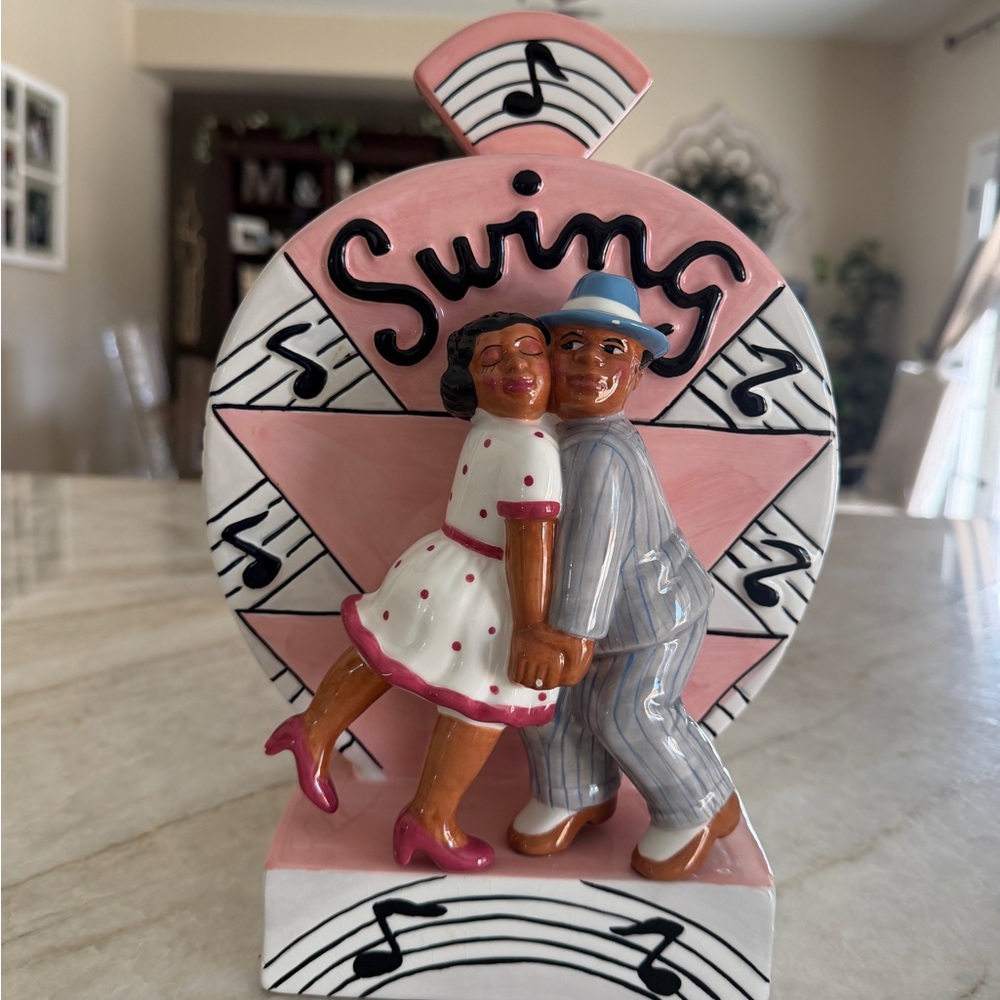 Vintage CLAY ART SWING COOKIE JAR, ultra rare,HTF, perfect cond.